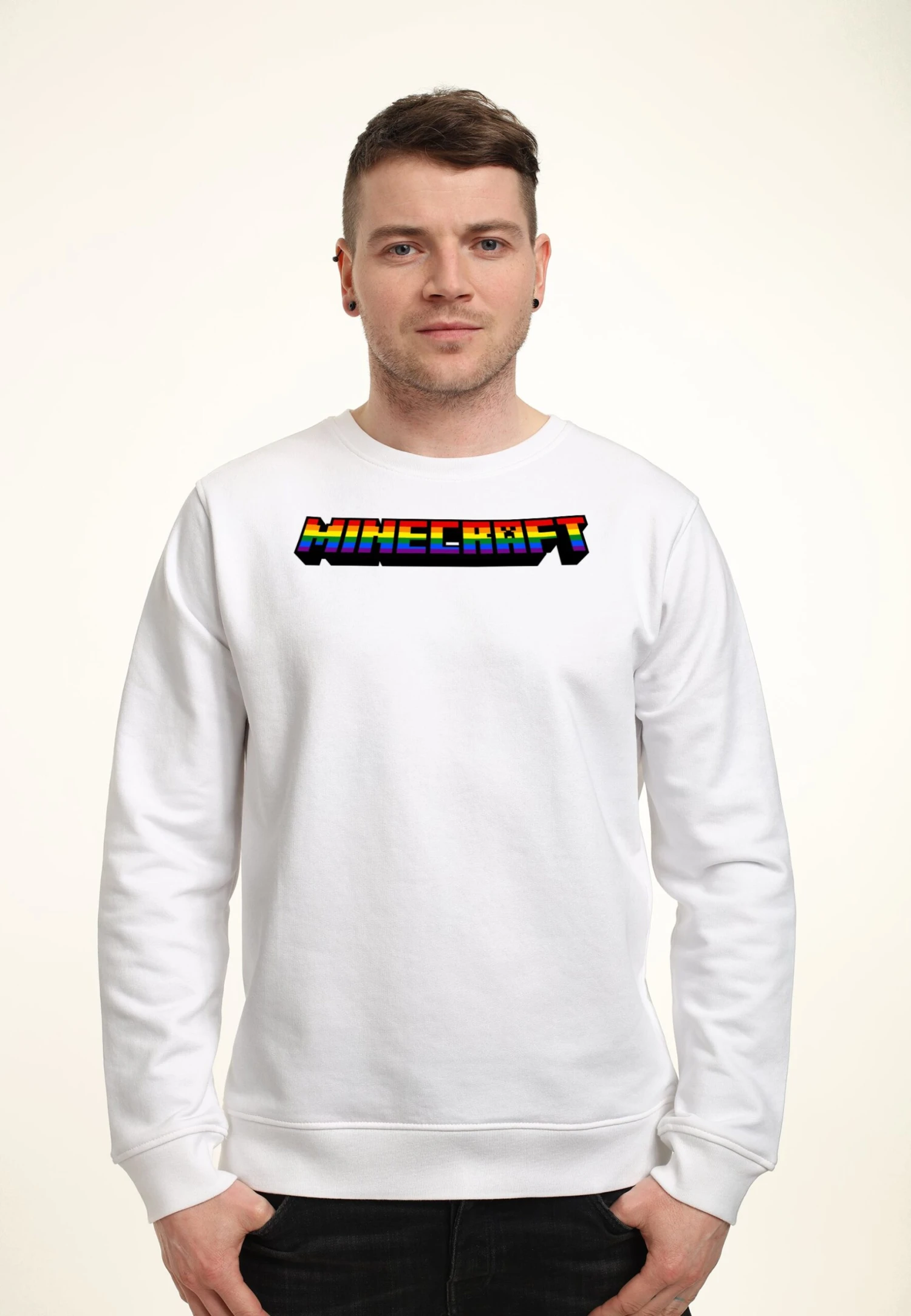 Henry Tiger Minecraft Mc Rainbow Logo - Sweater - White