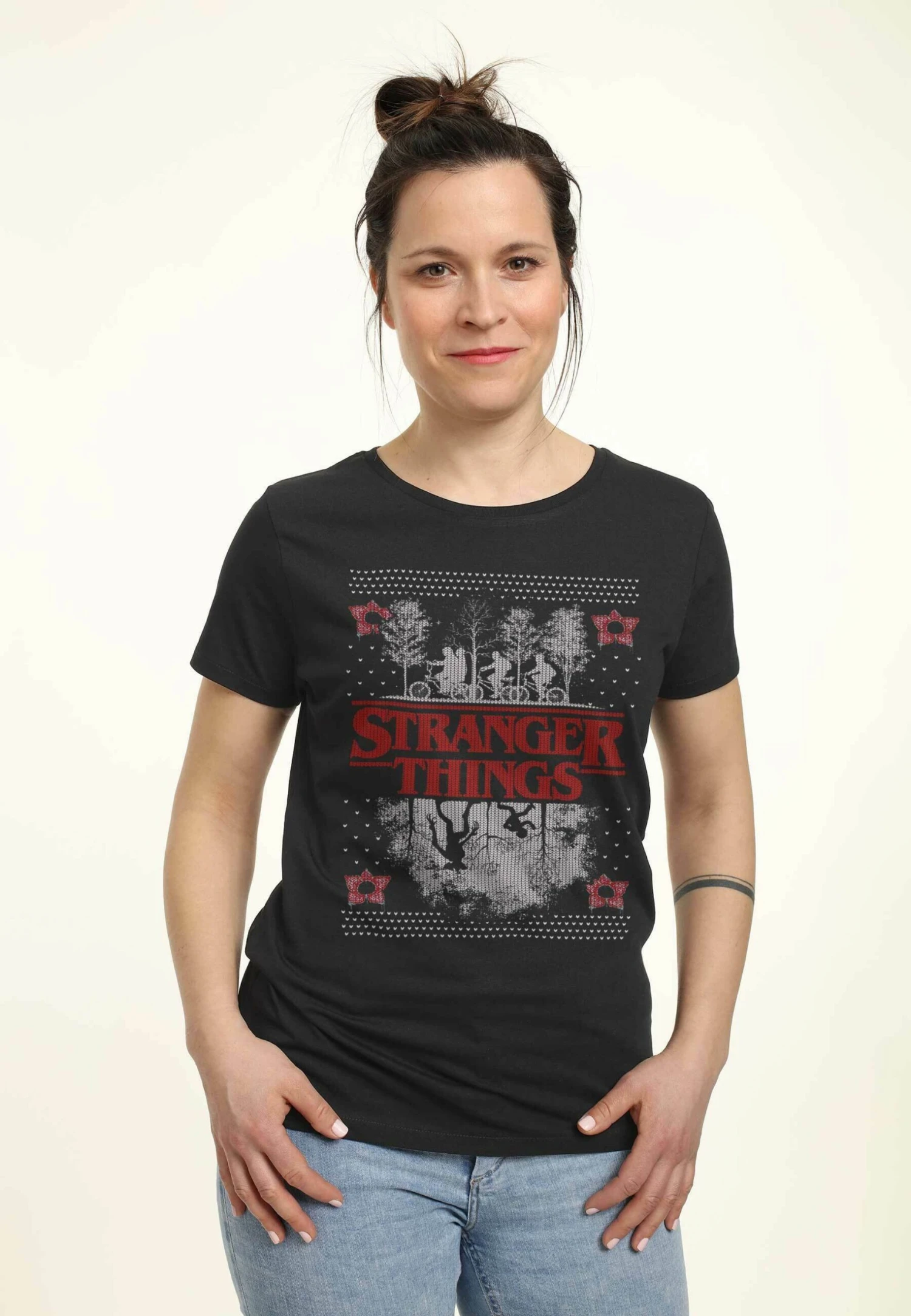 Henry Tiger Stranger Things Upsidedown Ugly- T-Shirt Print - Black