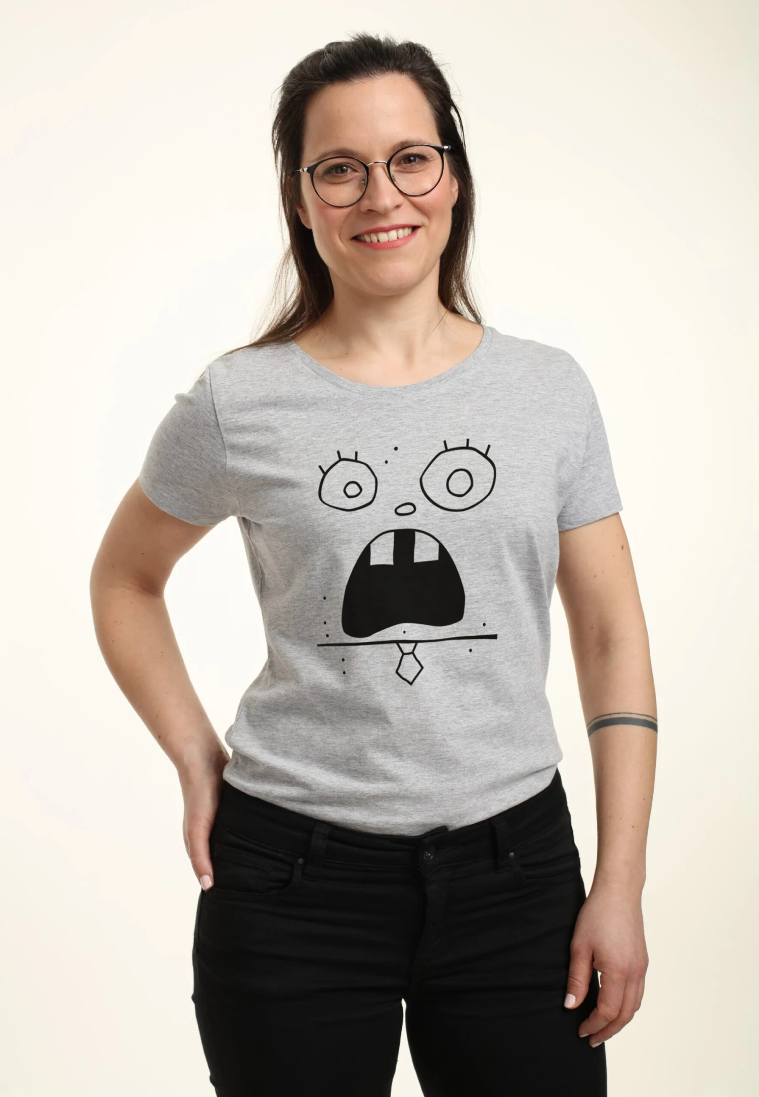 Henry Tiger Spongebob Squarepants Doodlebob Face Tee - T-Shirt Print - Heather Grey - Afbeelding 4