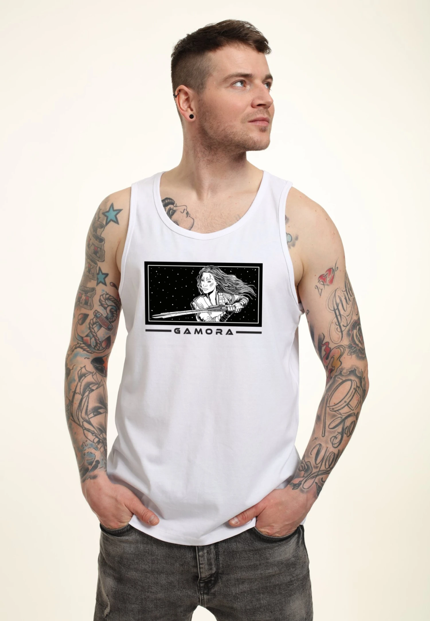 Henry Tiger Guardians Of The Galaxy Vol. 3 Gamora BadgeTank - Top - White - Afbeelding 4