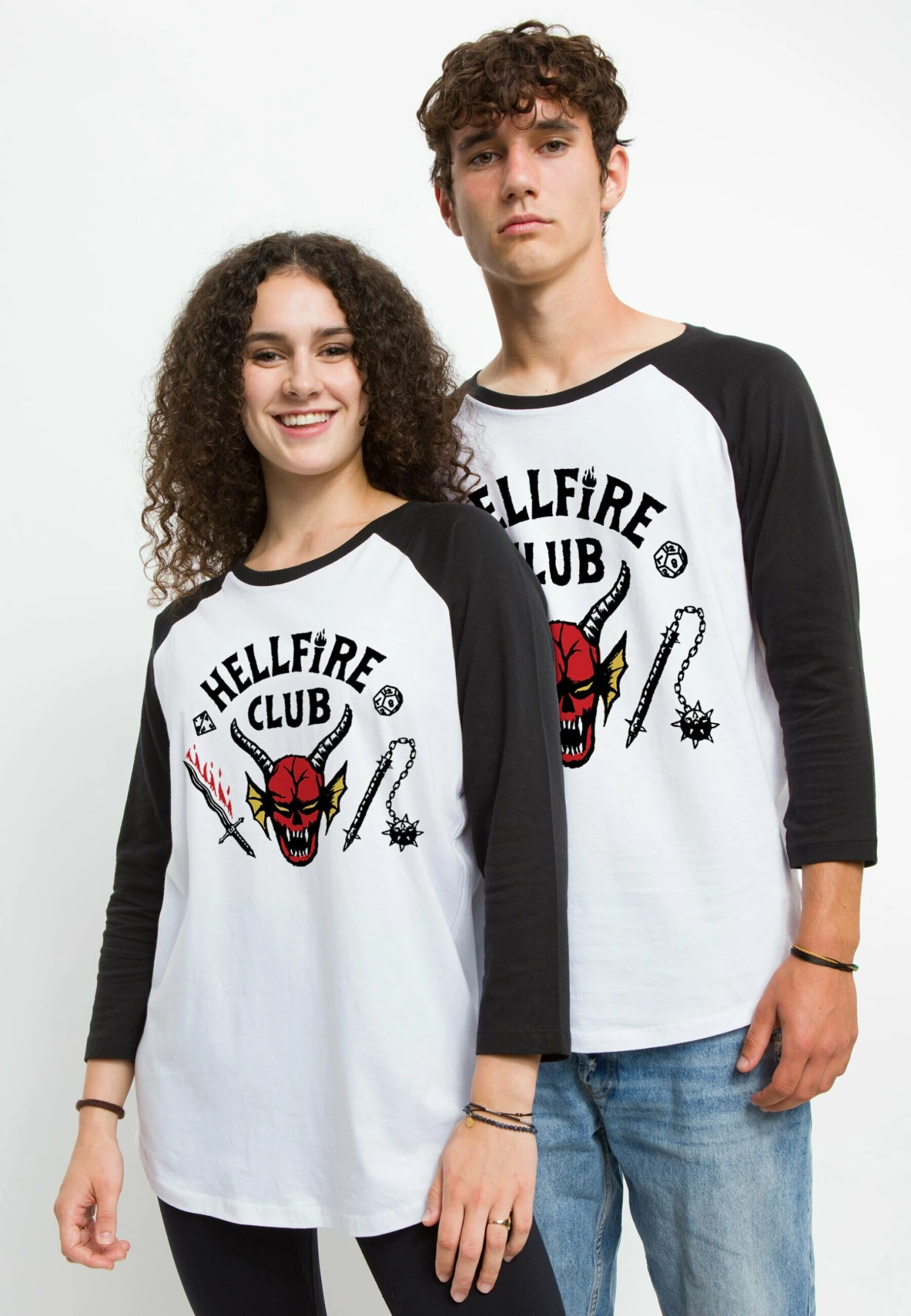 Henry Tiger Stranger Things Hellfire Club Unisex - Longsleeve - White Black