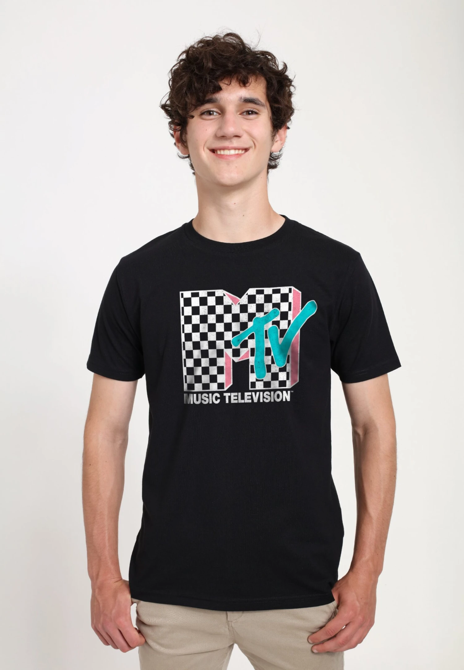 Henry Tiger Mtv Checkered Mtv Inverse - T-Shirt Print - Black