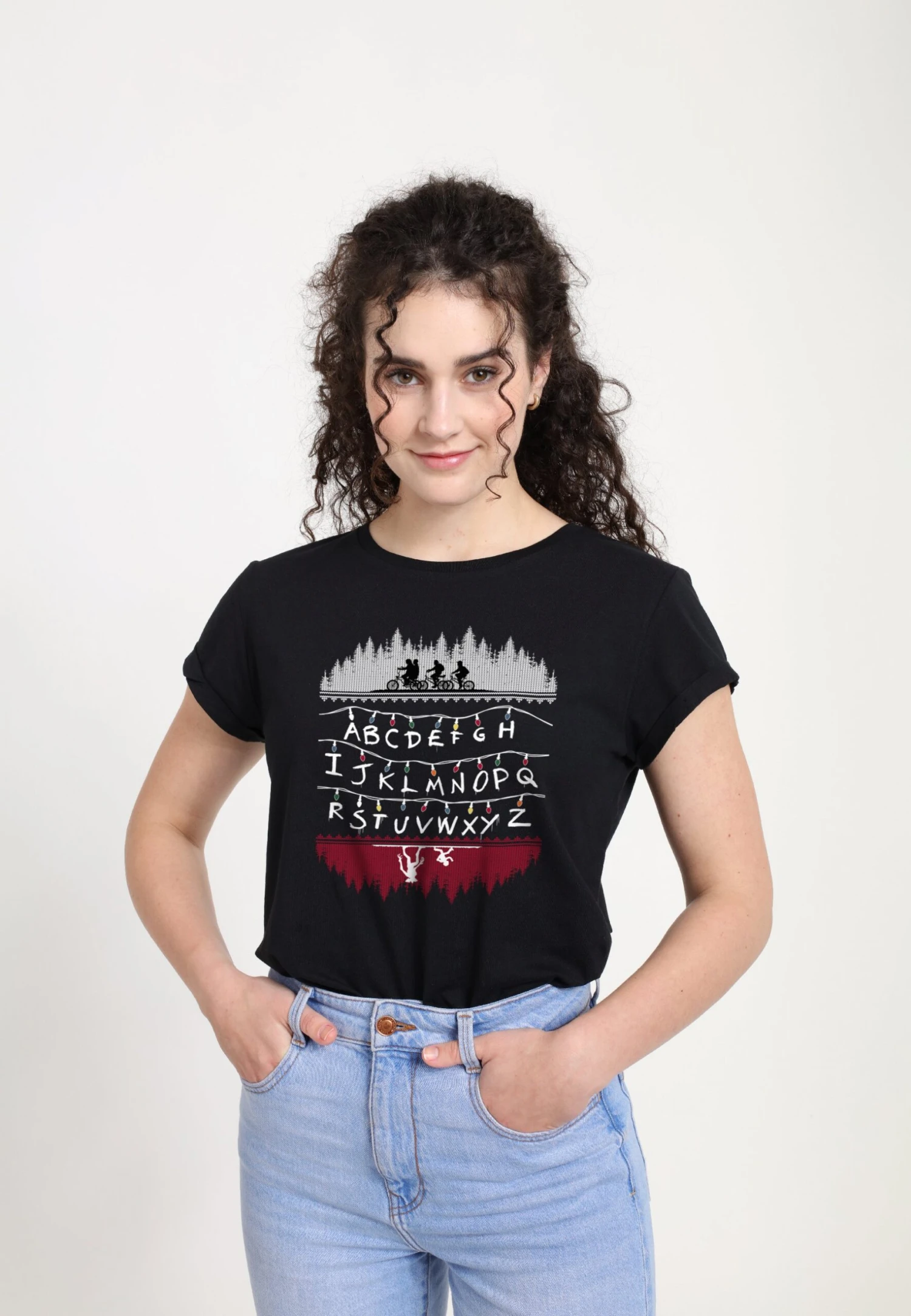 Henry Tiger Stranger Things Alphabet Lights - T-Shirt Print - Black - Afbeelding 3