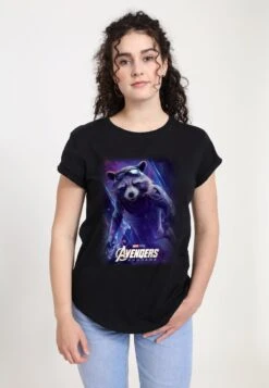 Henry Tiger Avengers Endgame Space Raccon - T-Shirt Print - Black