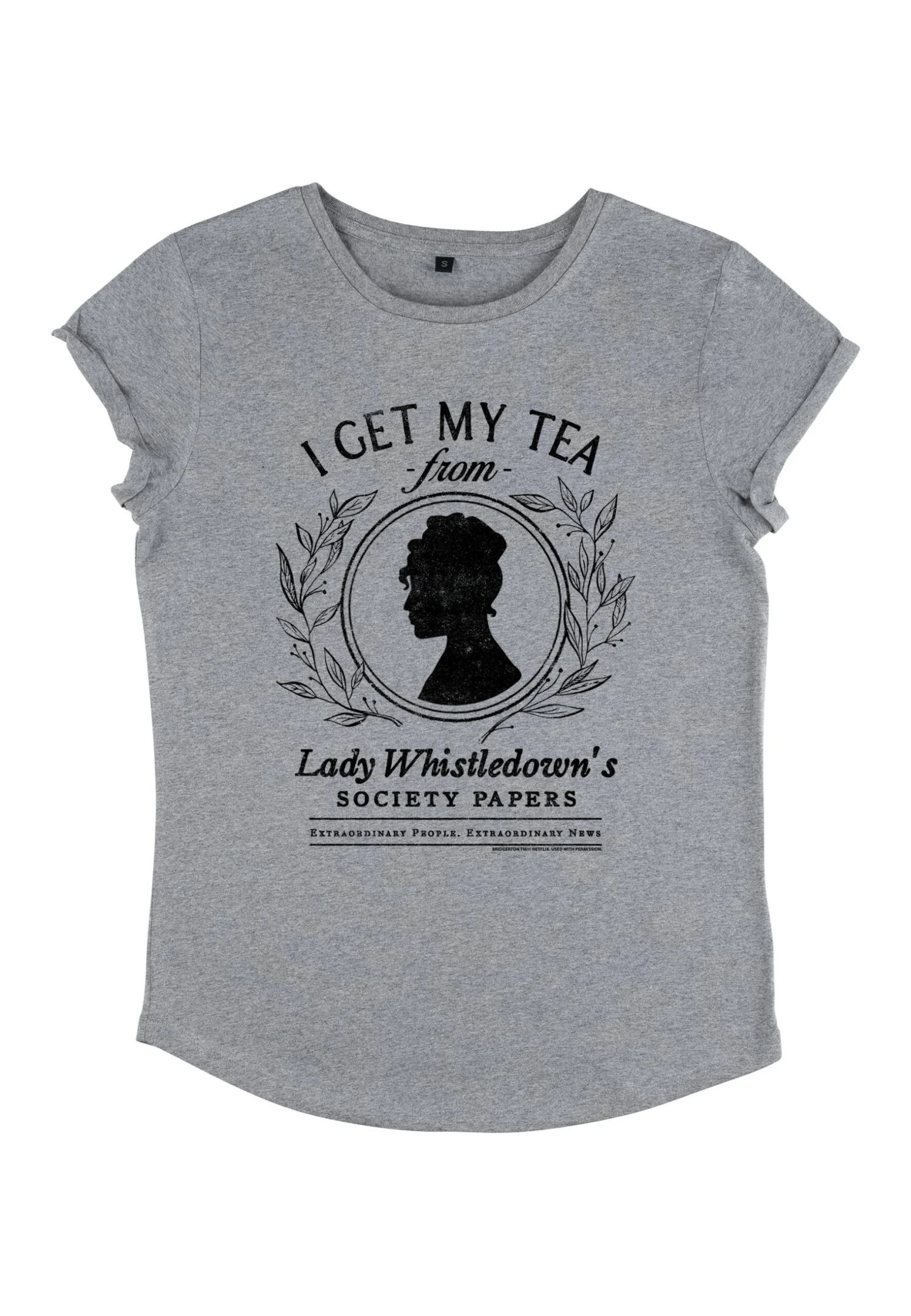 Henry Tiger Bridgerton Whistledown Tea - T-Shirt Print - Melange Grey - Afbeelding 4