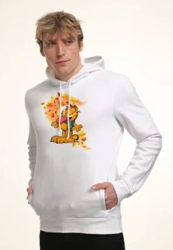 Henry Tiger Garfield Autum Leaves - Hoodie - White