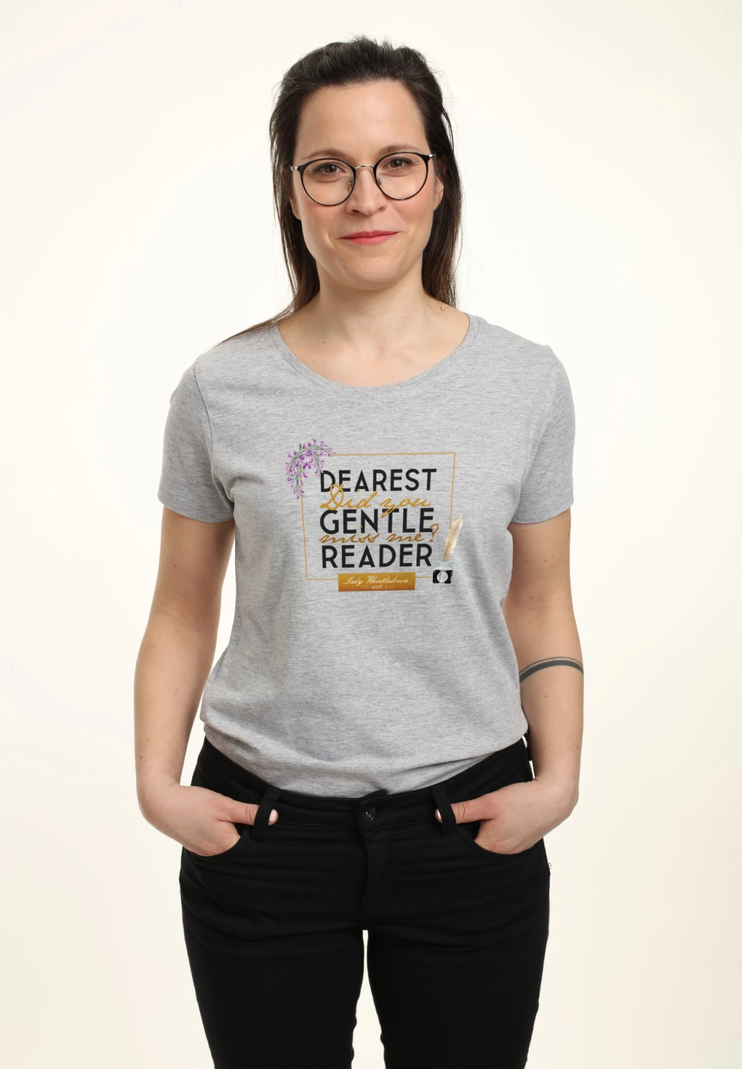 Henry Tiger Bridgerton Dearest Gentle Reader - T-Shirt Print - Heather Grey