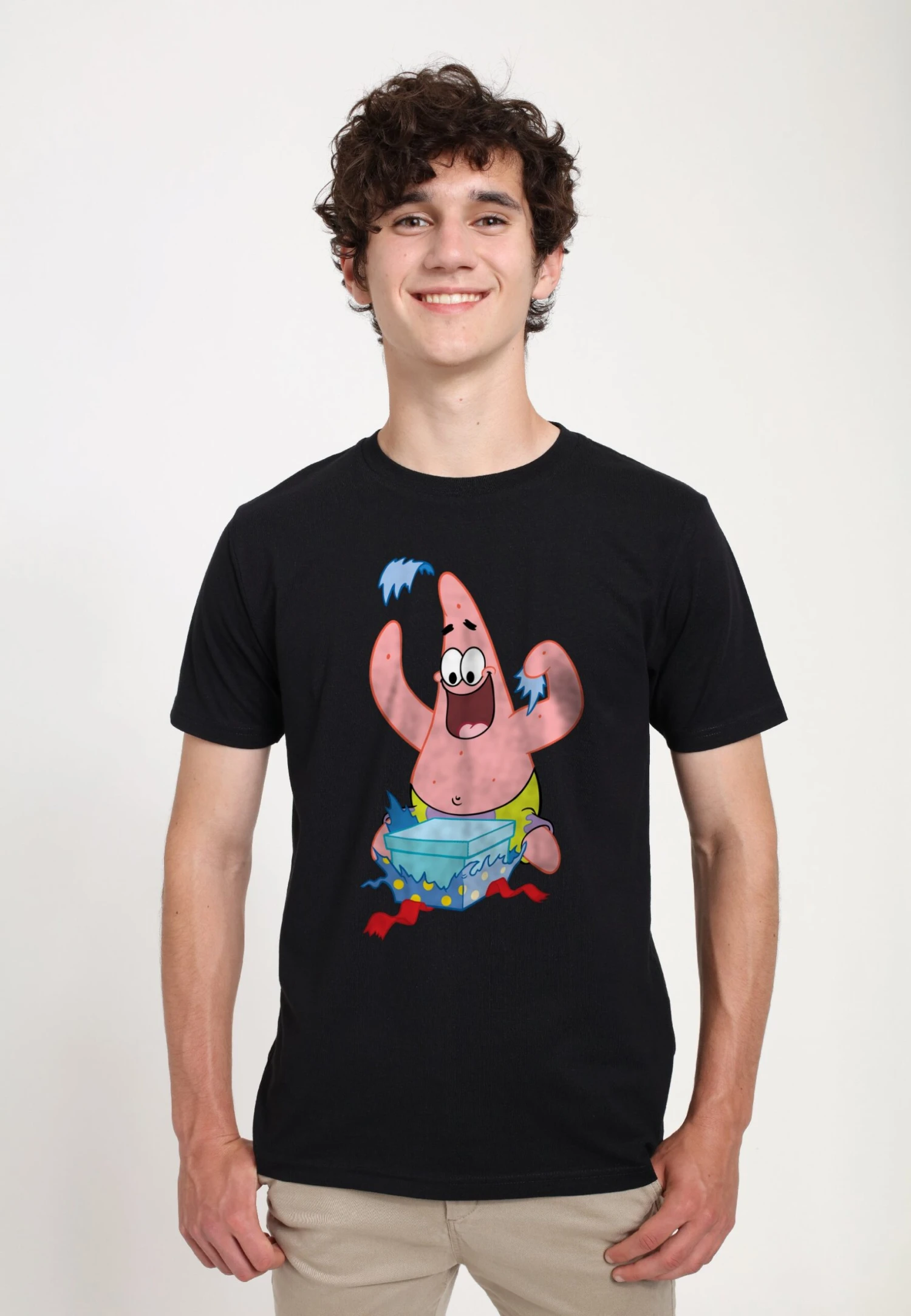 Henry Tiger Spongebob Squarepants Wrapper Patrick - T-Shirt Print - Black