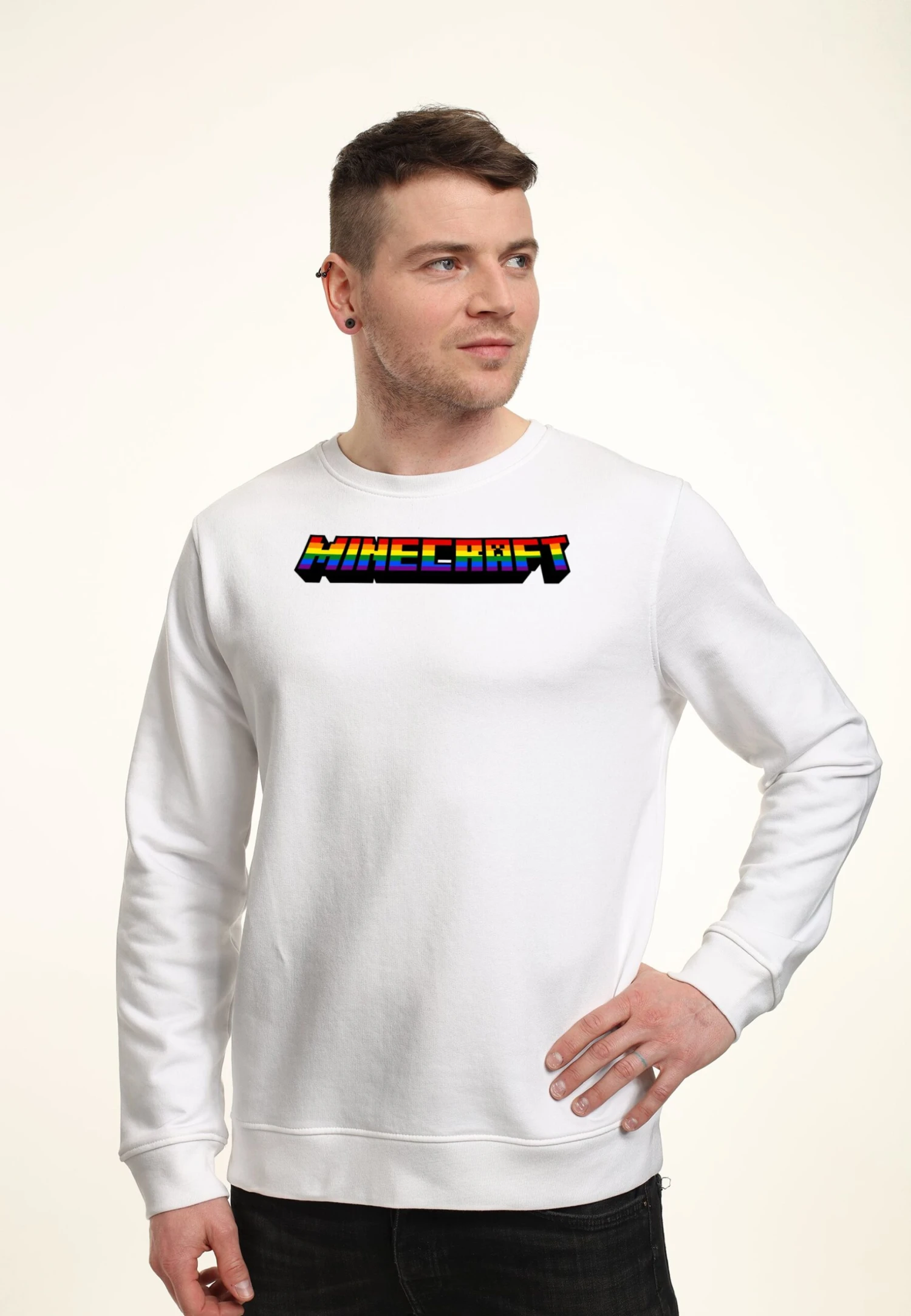 Henry Tiger Minecraft Mc Rainbow Logo - Sweater - White - Afbeelding 3
