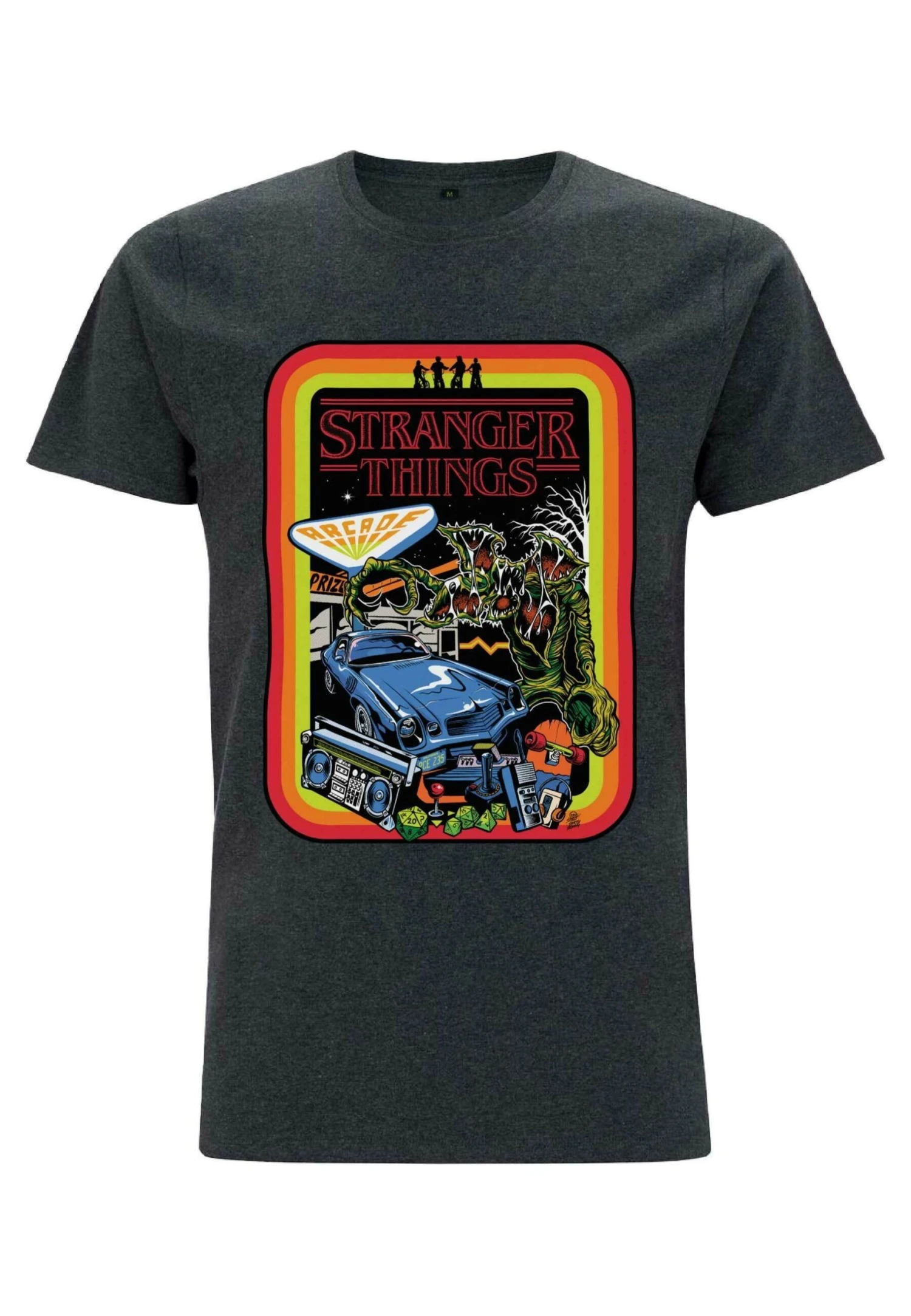 Henry Tiger Stranger Things Retro Mash - T-Shirt Print - Melange Black