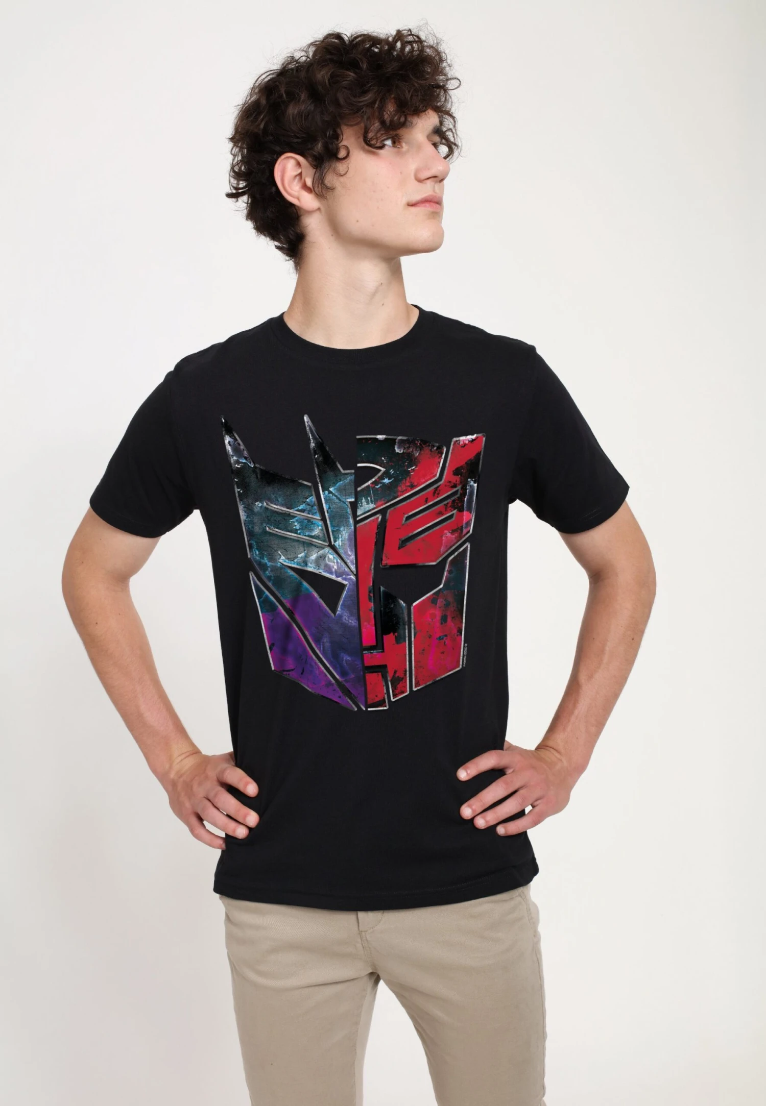 Henry Tiger Transformers Autobot Decepticon Split Logo - T-Shirt Print - Black - Afbeelding 3
