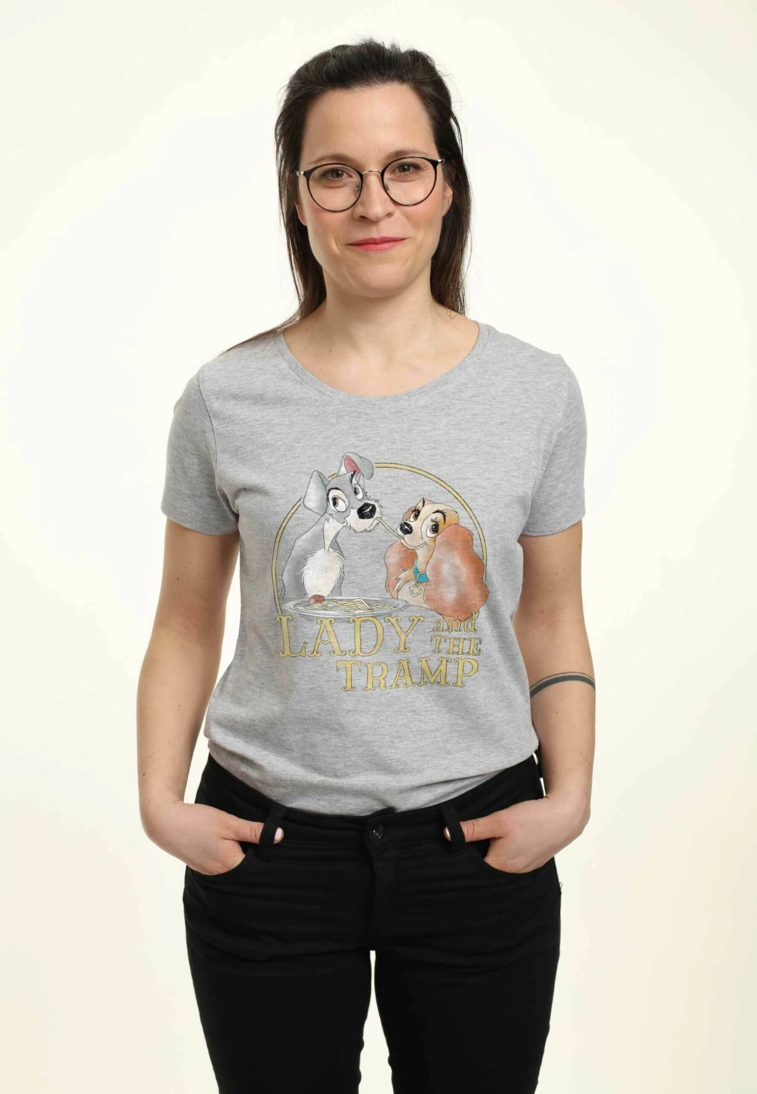 Henry Tiger Lady & The Tramp Lady Tramp Spaghetti - T-Shirt Print - Heather Grey