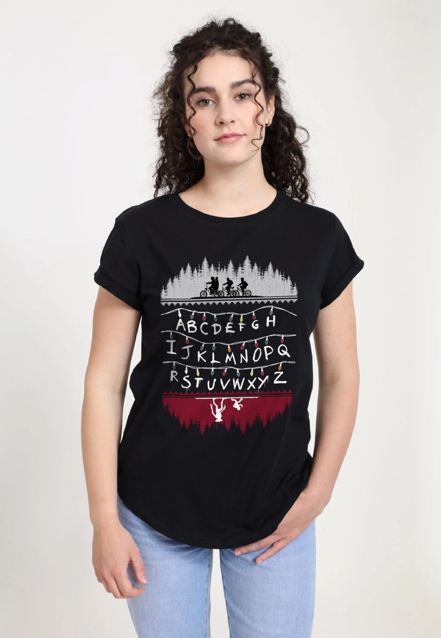 Henry Tiger Stranger Things Alphabet Lights - T-Shirt Print - Black