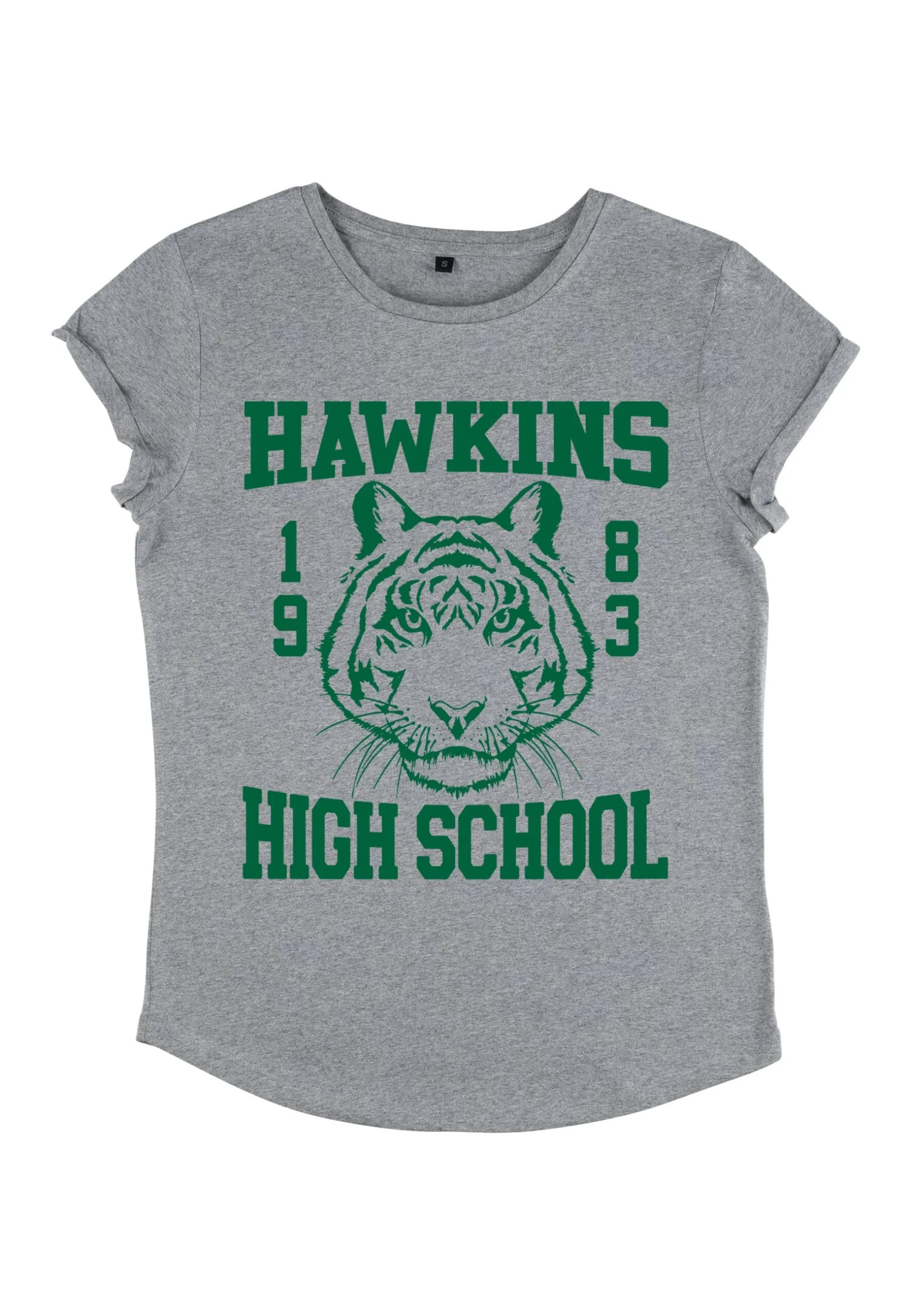 Henry Tiger Stranger Things Hawkins High Tiger 1983 - T-Shirt Print - Melange Grey - Afbeelding 4