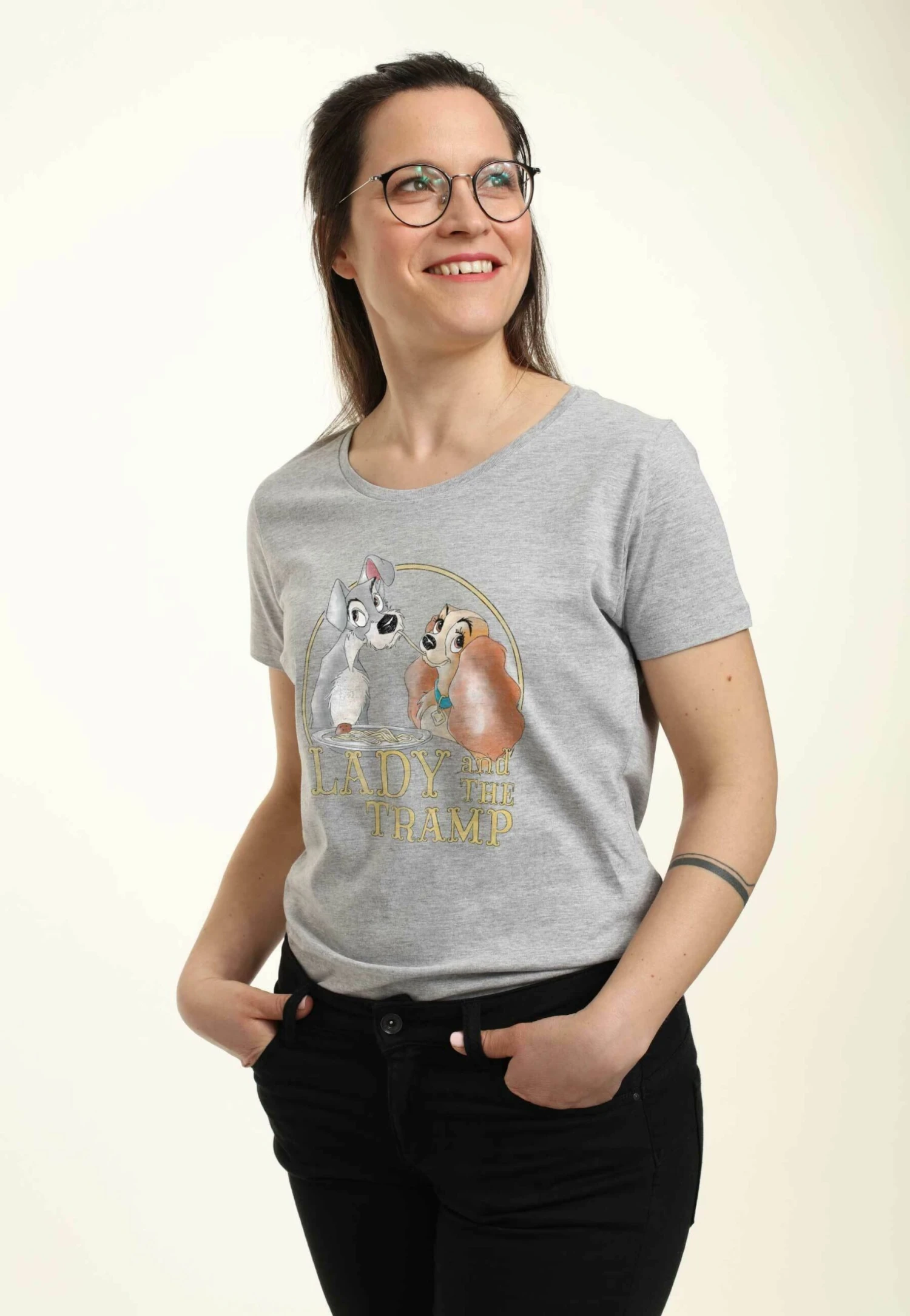 Henry Tiger Lady & The Tramp Lady Tramp Spaghetti - T-Shirt Print - Heather Grey - Afbeelding 3