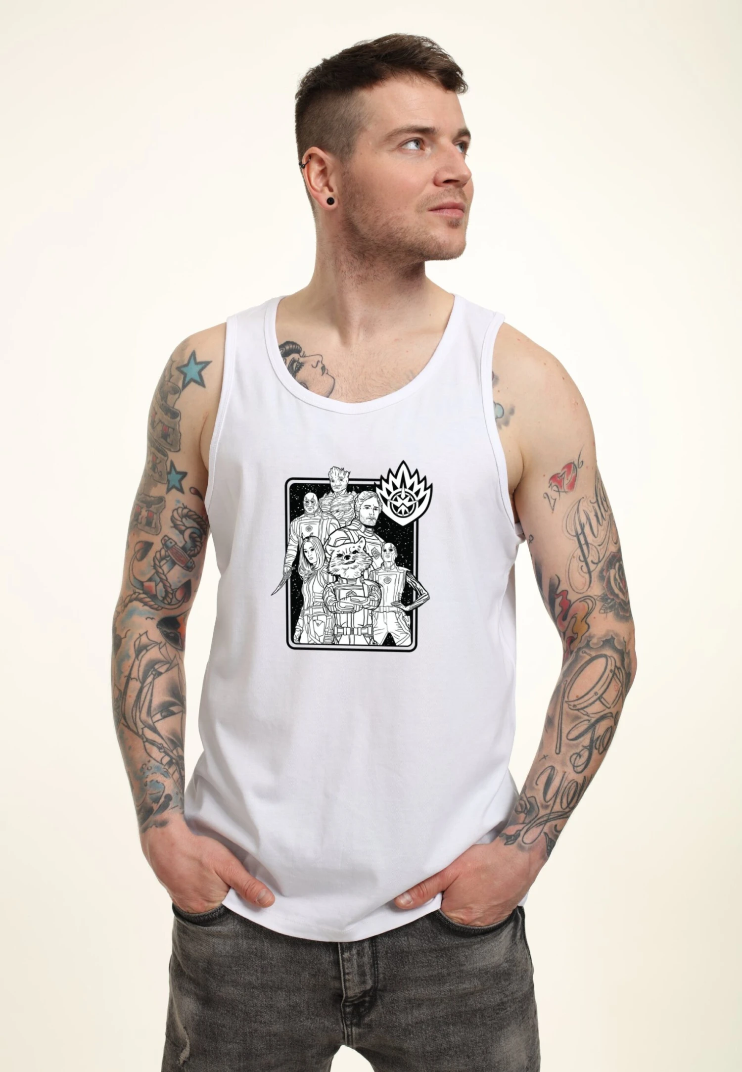 Henry Tiger Guardians Of The Galaxy Vol. 3 Galaxy TeamTank- Top - White - Afbeelding 4