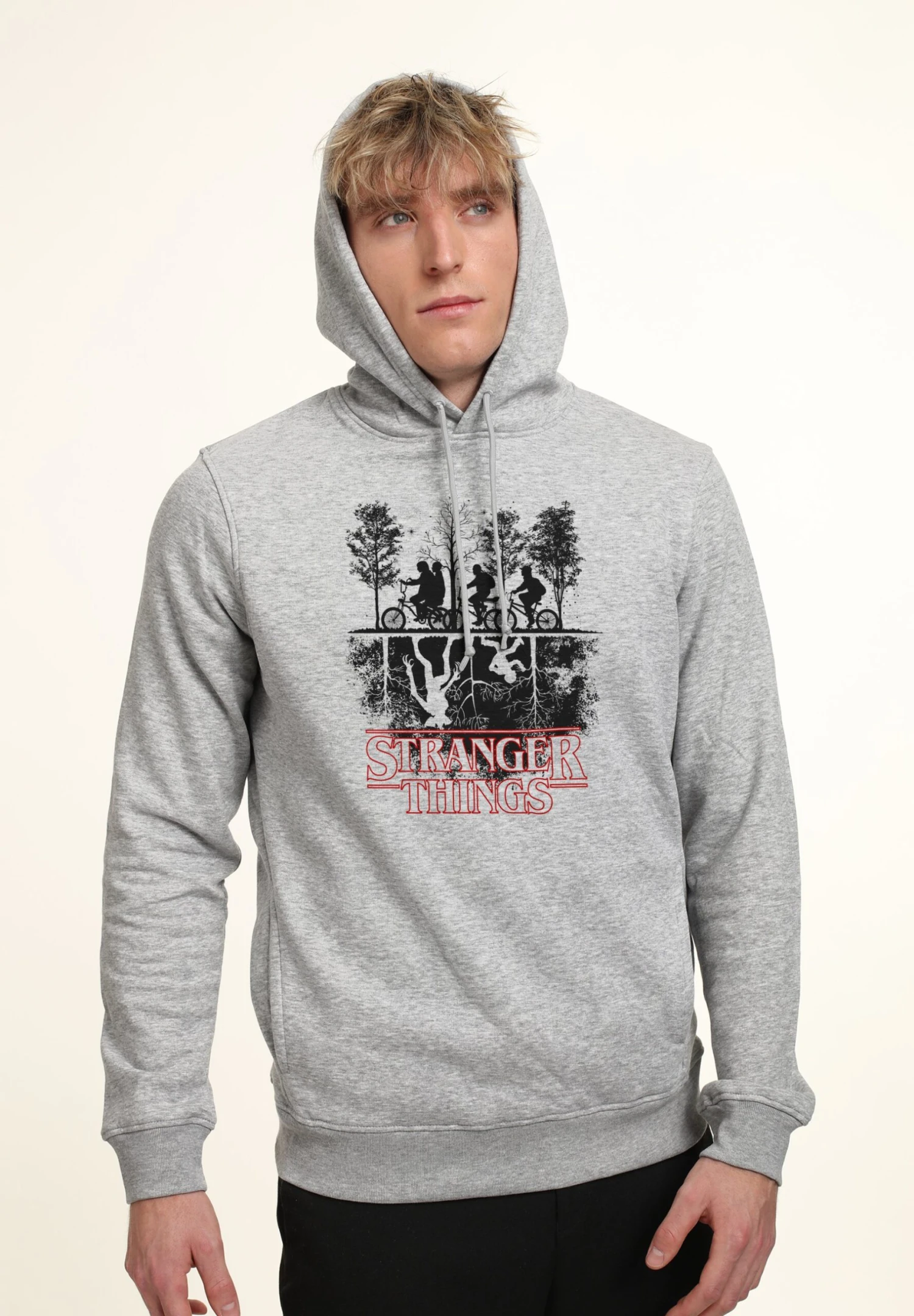 Henry Tiger Stranger Things Upside Down - Hoodie - Heather Grey - Afbeelding 3