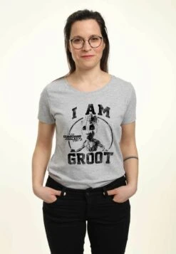 Henry Tiger Guardians Of The Galaxy 2 Collegiate Groot - T-Shirt Print - Heather Grey