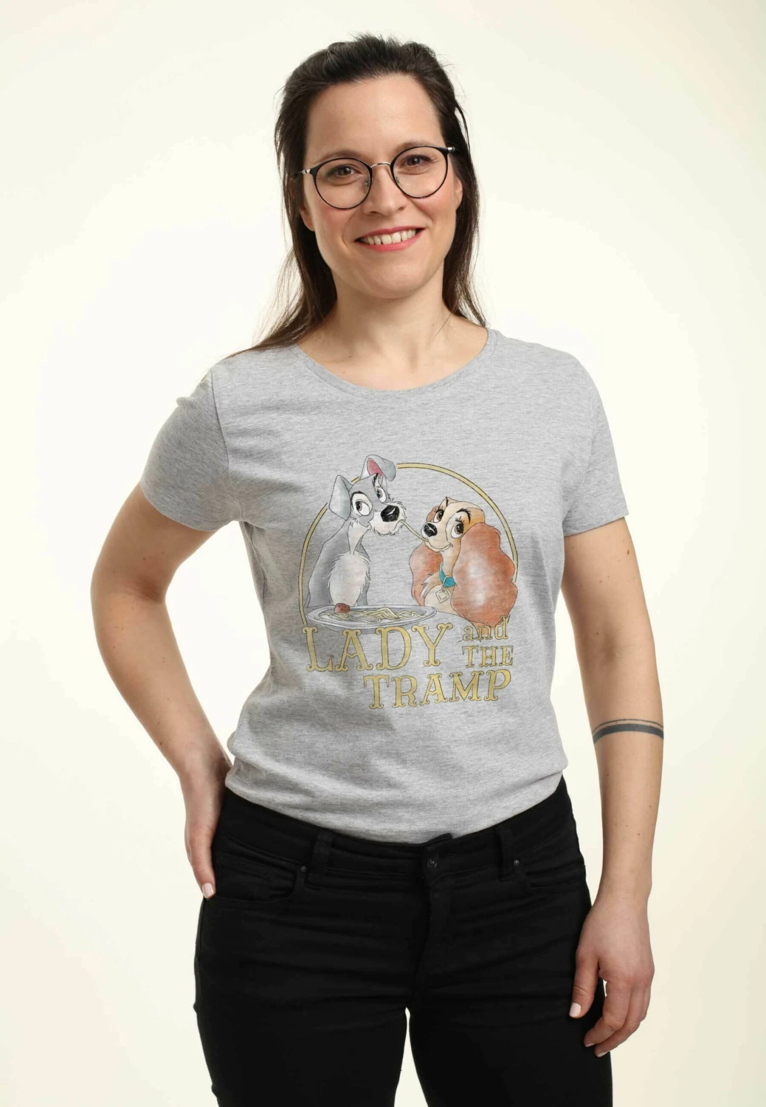 Henry Tiger Lady & The Tramp Lady Tramp Spaghetti - T-Shirt Print - Heather Grey - Afbeelding 4