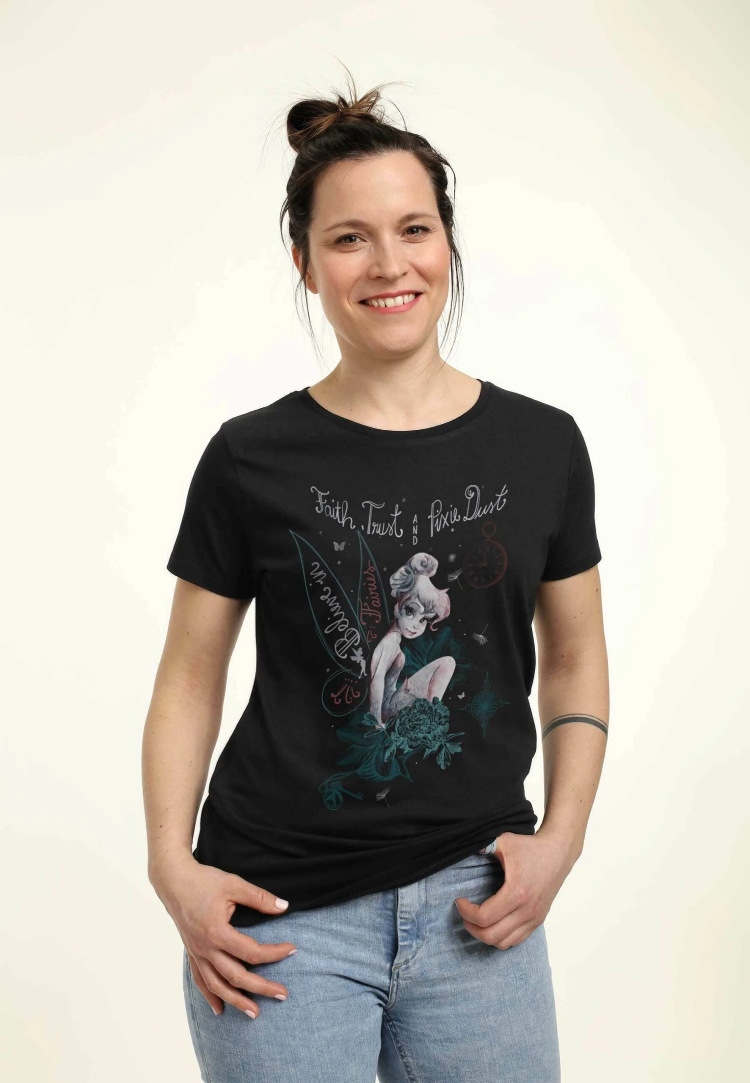 Henry Tiger Peter Pan Tink In Fairy Land - T-Shirt Print - Black - Afbeelding 3