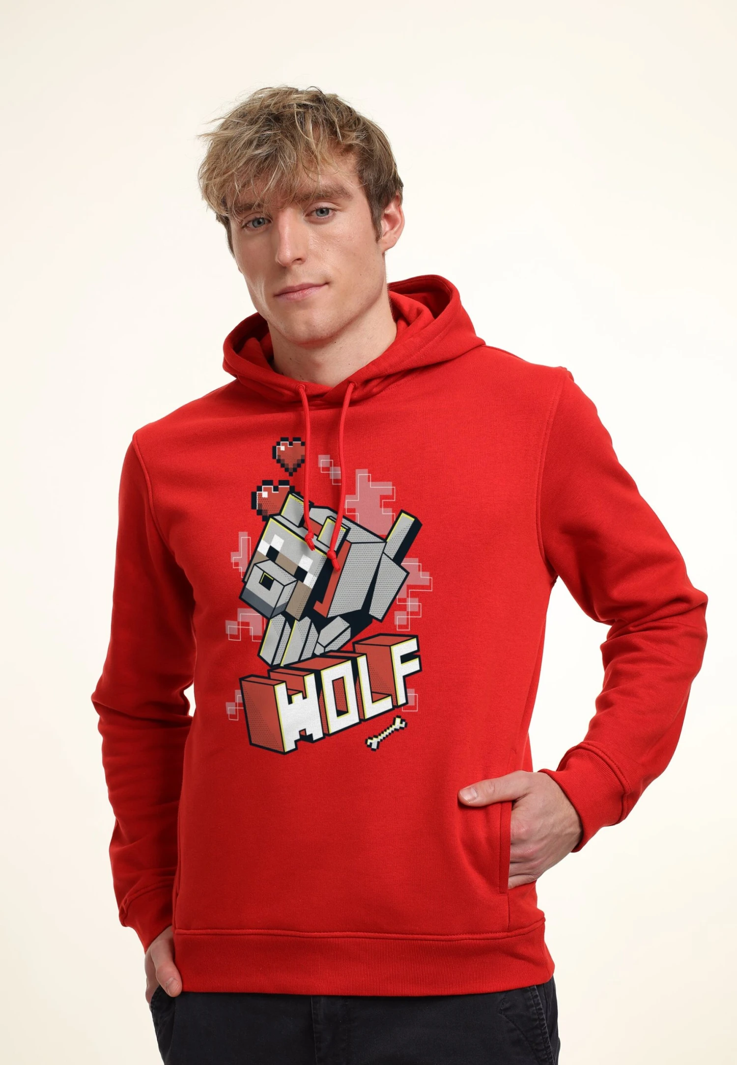Henry Tiger Minecraft Wolf Hero - Hoodie - Red - Afbeelding 3