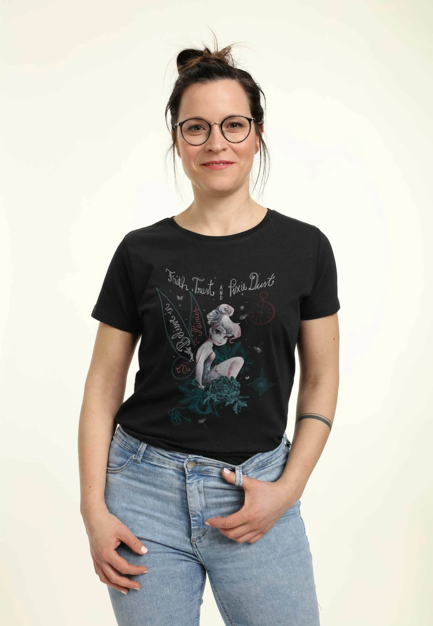 Henry Tiger Peter Pan Tink In Fairy Land - T-Shirt Print - Black - Afbeelding 4