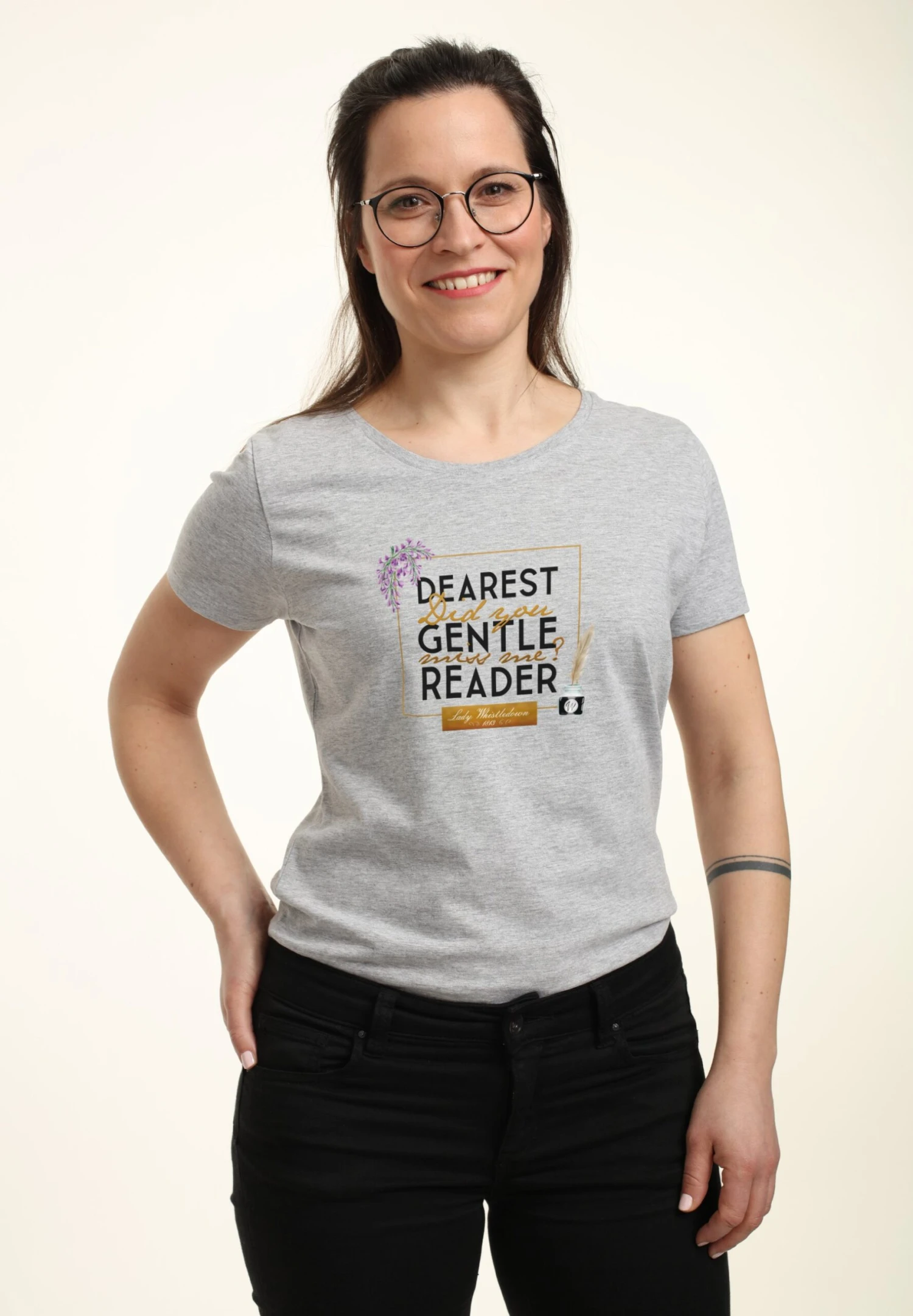 Henry Tiger Bridgerton Dearest Gentle Reader - T-Shirt Print - Heather Grey - Afbeelding 4