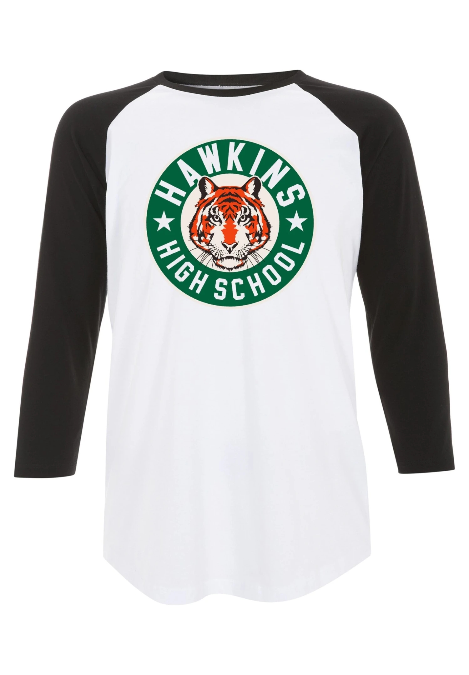 Henry Tiger Stranger Things Hawkins High Tiger Emblem - Longsleeve - White/Black - Afbeelding 5