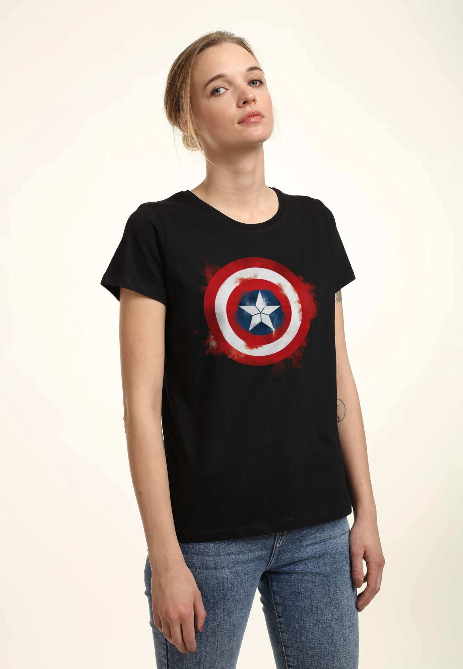 Henry Tiger Avengers: Endgame Captain America Spray Logo - T-Shirt Print - Black - Afbeelding 3