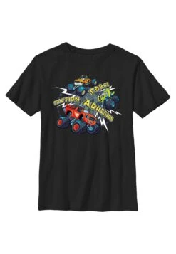 Henry Tiger Blaze And The Monster Machines Three Vehicles - T-Shirt Print - Black