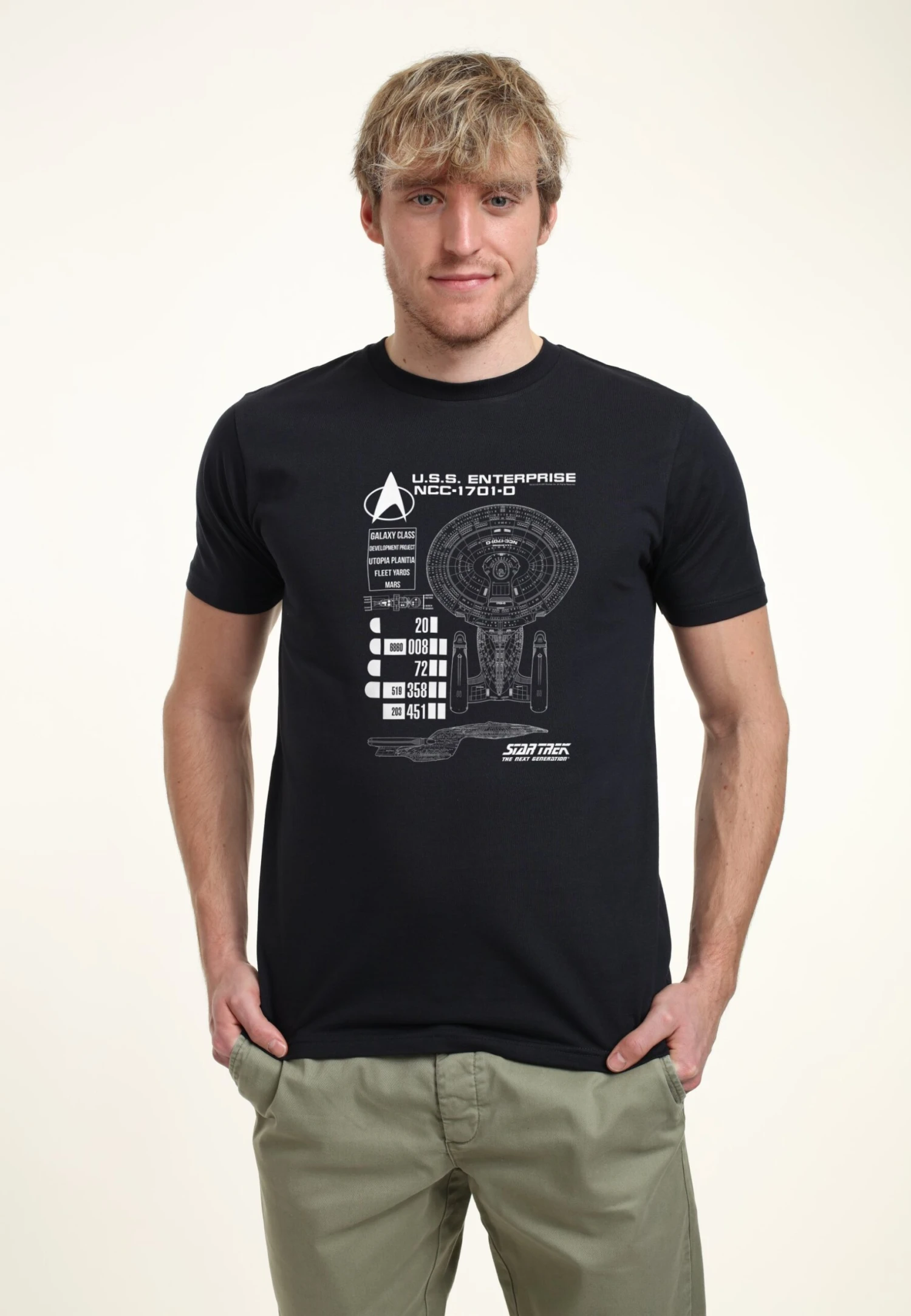 Henry Tiger Star Trek Ship Schematics - T-Shirt Print - Navy Blue