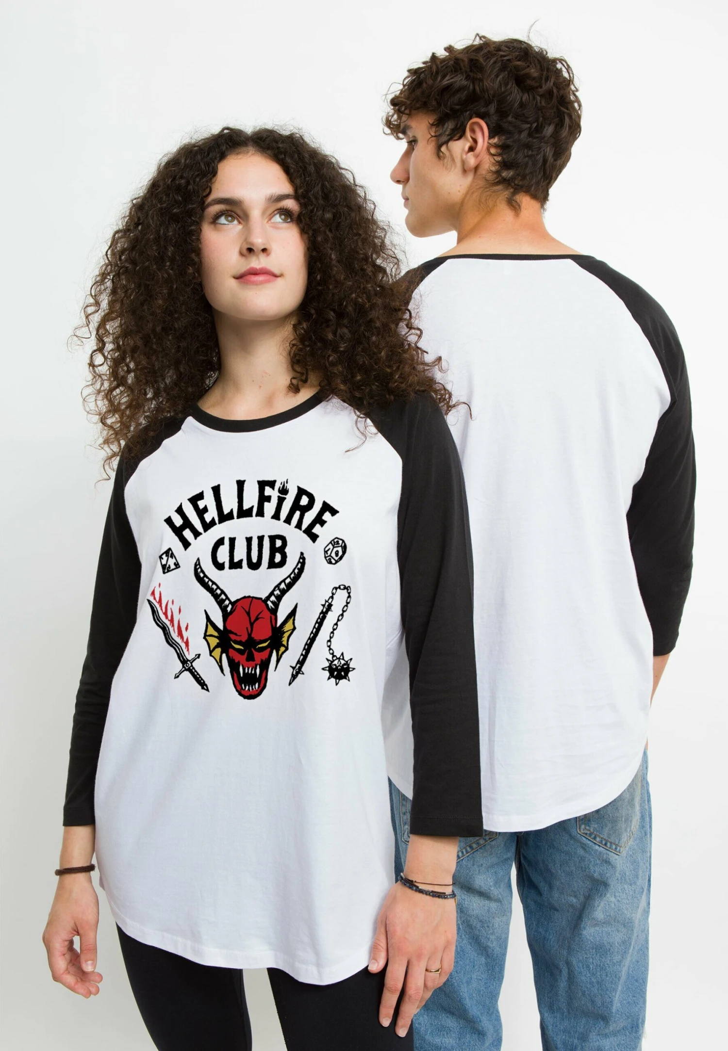 Henry Tiger Stranger Things Hellfire Club Unisex - Longsleeve - White Black - Afbeelding 3