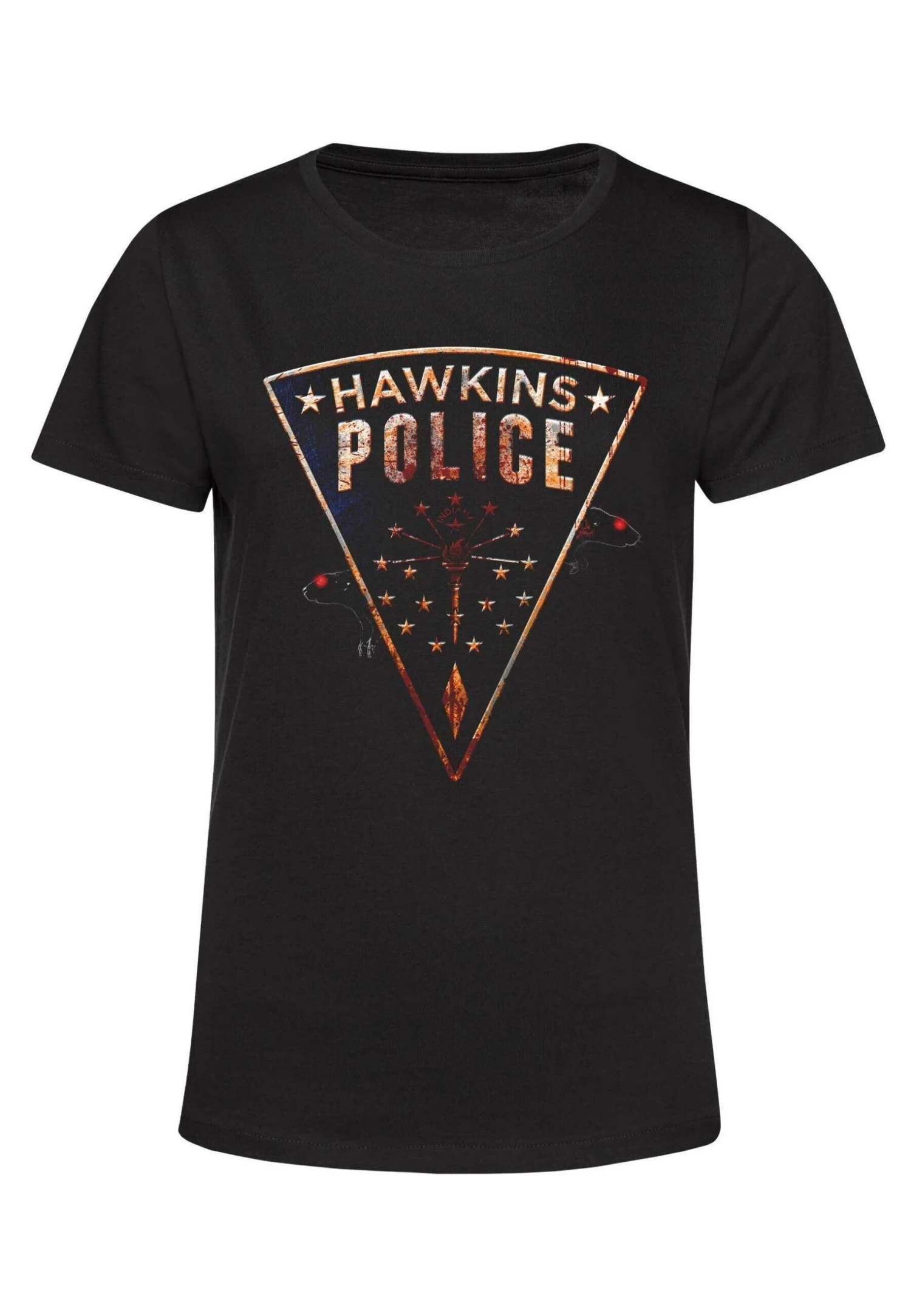 Henry Tiger Stranger Things Hawkins Police Rats - T-Shirt Print - Black - Afbeelding 5
