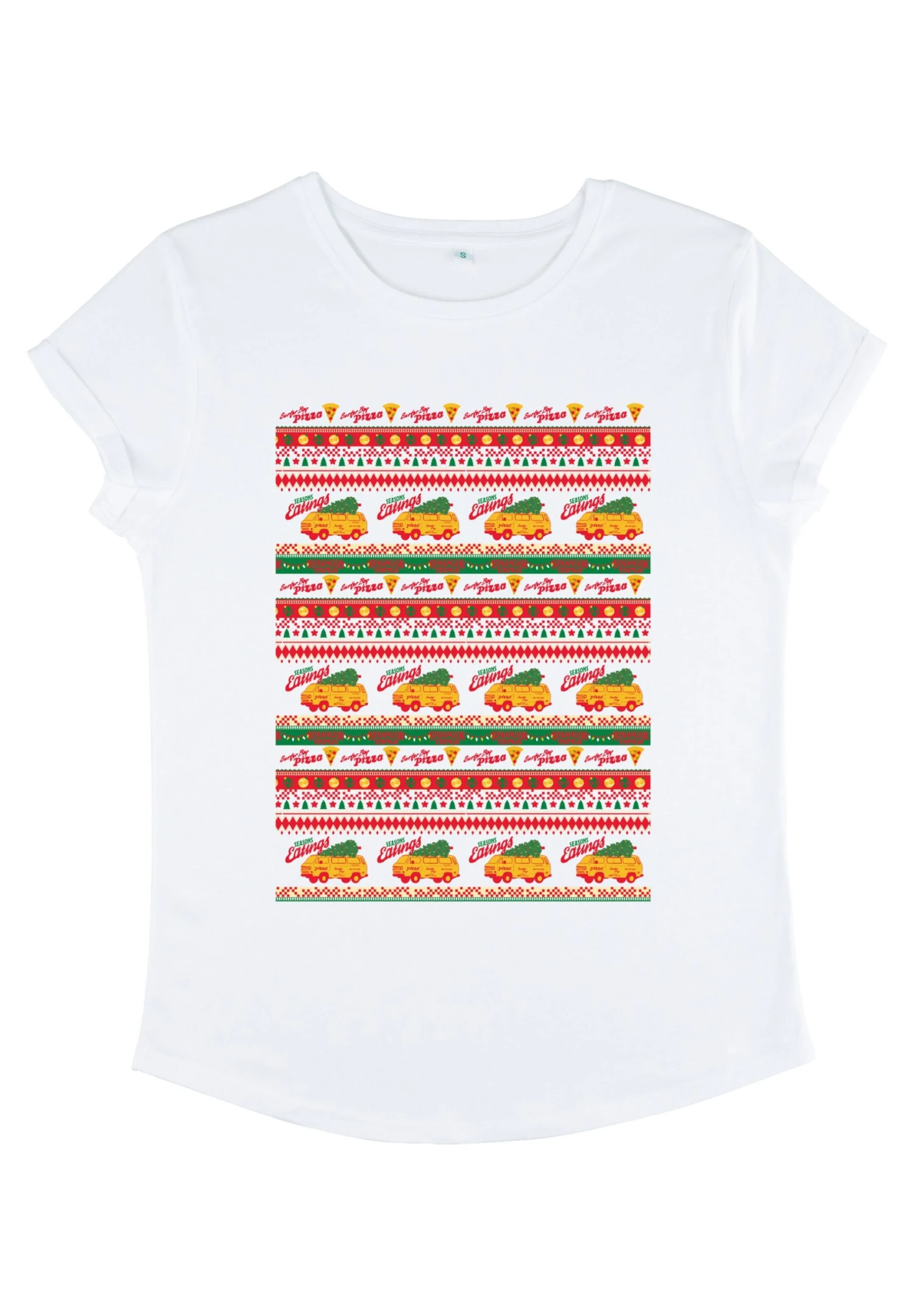 Henry Tiger Stranger Things Surfer Boy Pizza Sweater - T-Shirt Print - White - Afbeelding 5