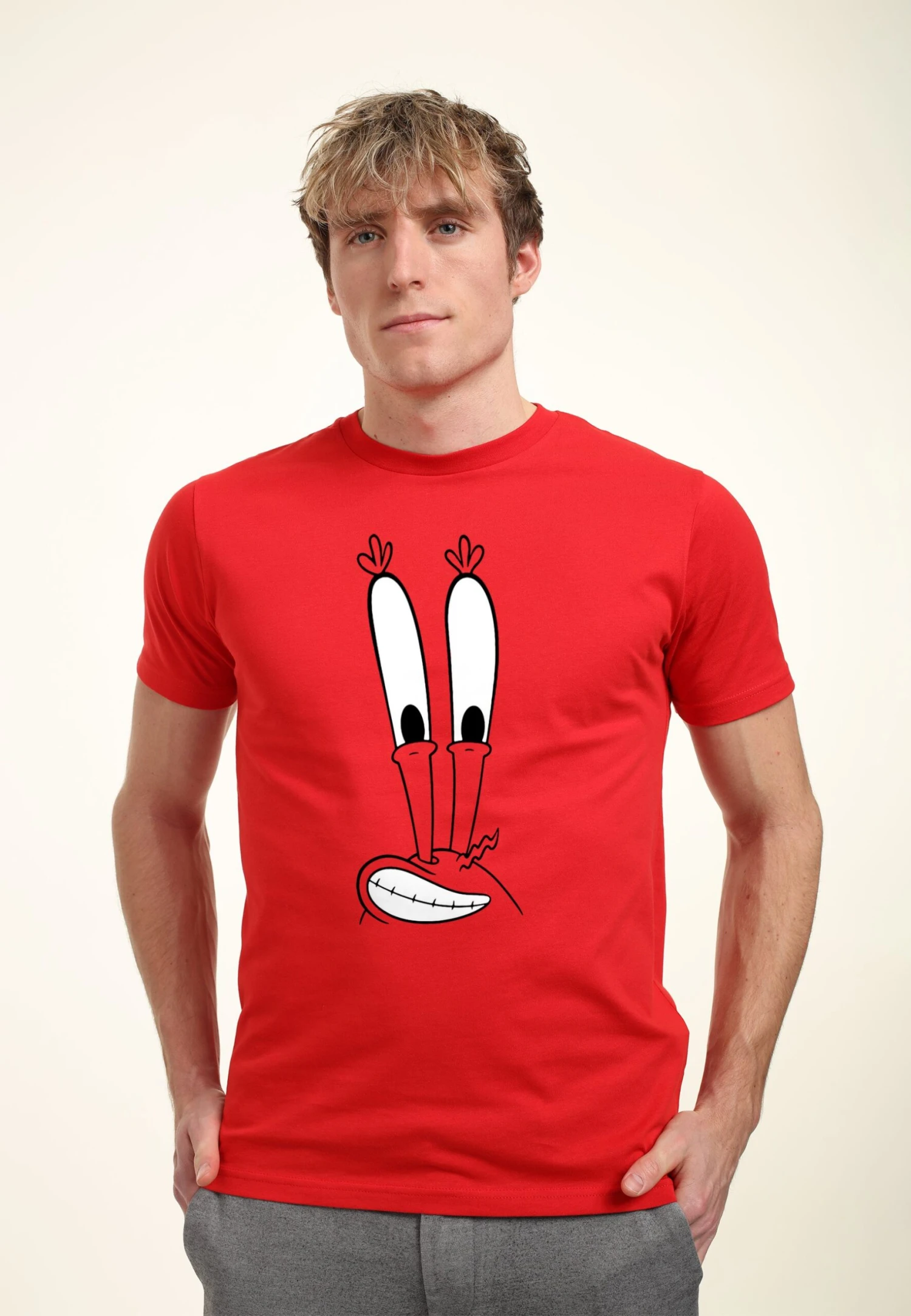Henry Tiger Spongebob Squarepants Mr Krabs Big Face - T-Shirt Print - Red - Afbeelding 4