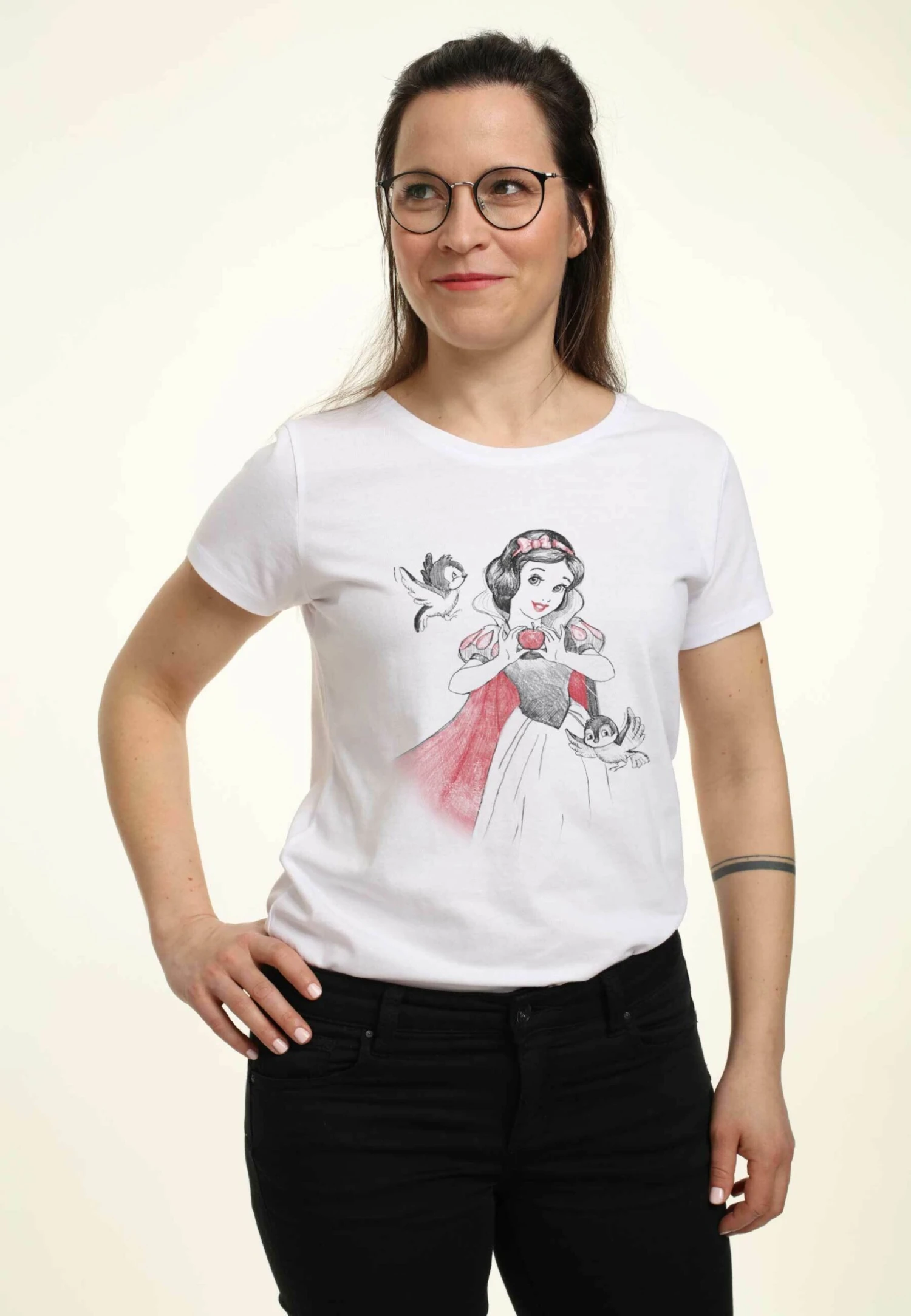 Henry Tiger Snow White Snow Sketch Vignette - T-Shirt Print - White - Afbeelding 3