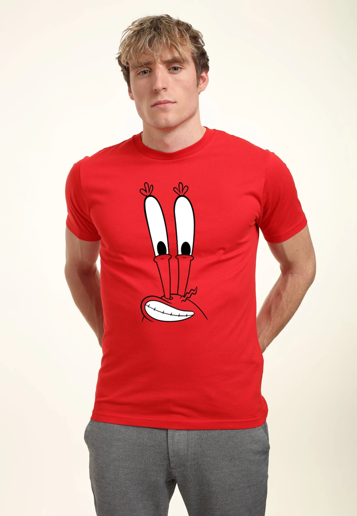 Henry Tiger Spongebob Squarepants Mr Krabs Big Face - T-Shirt Print - Red - Afbeelding 3
