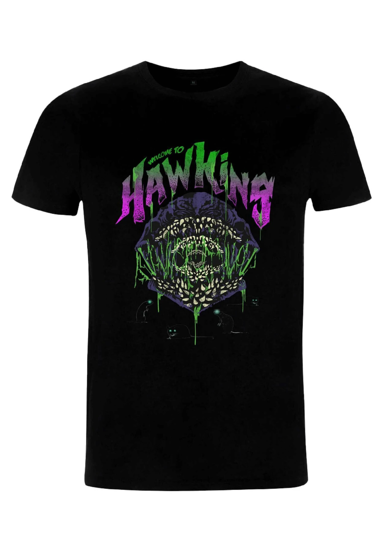 Henry Tiger Stranger Things Welcome To Hawkins - T-Shirt Print - Black
