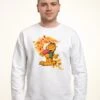 Henry Tiger Garfield Autum Leaves - Sweater - White