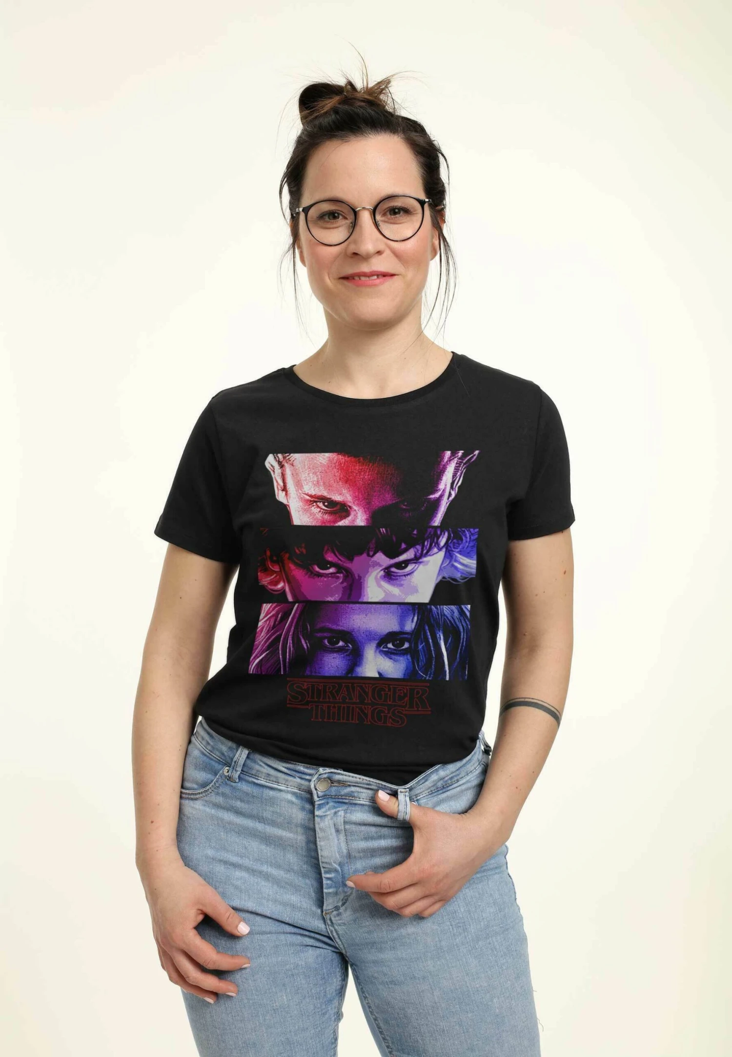 Henry Tiger Stranger Things Eleven Eyes - T-Shirt Print - Black - Afbeelding 4