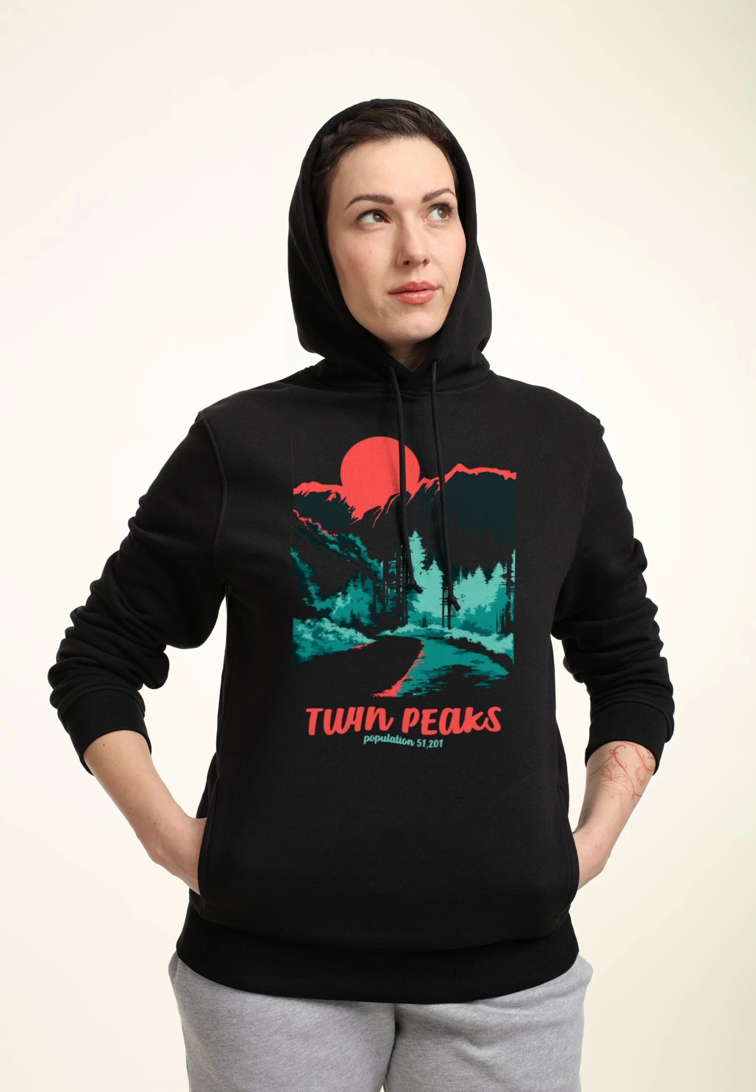 Henry Tiger Twin Peaks Parks Poster - Hoodie - Black - Afbeelding 3